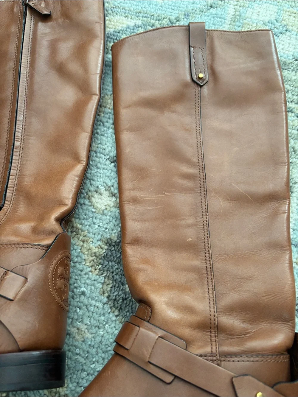 Tory Burch Chestnut Leather Tall Riding Boots